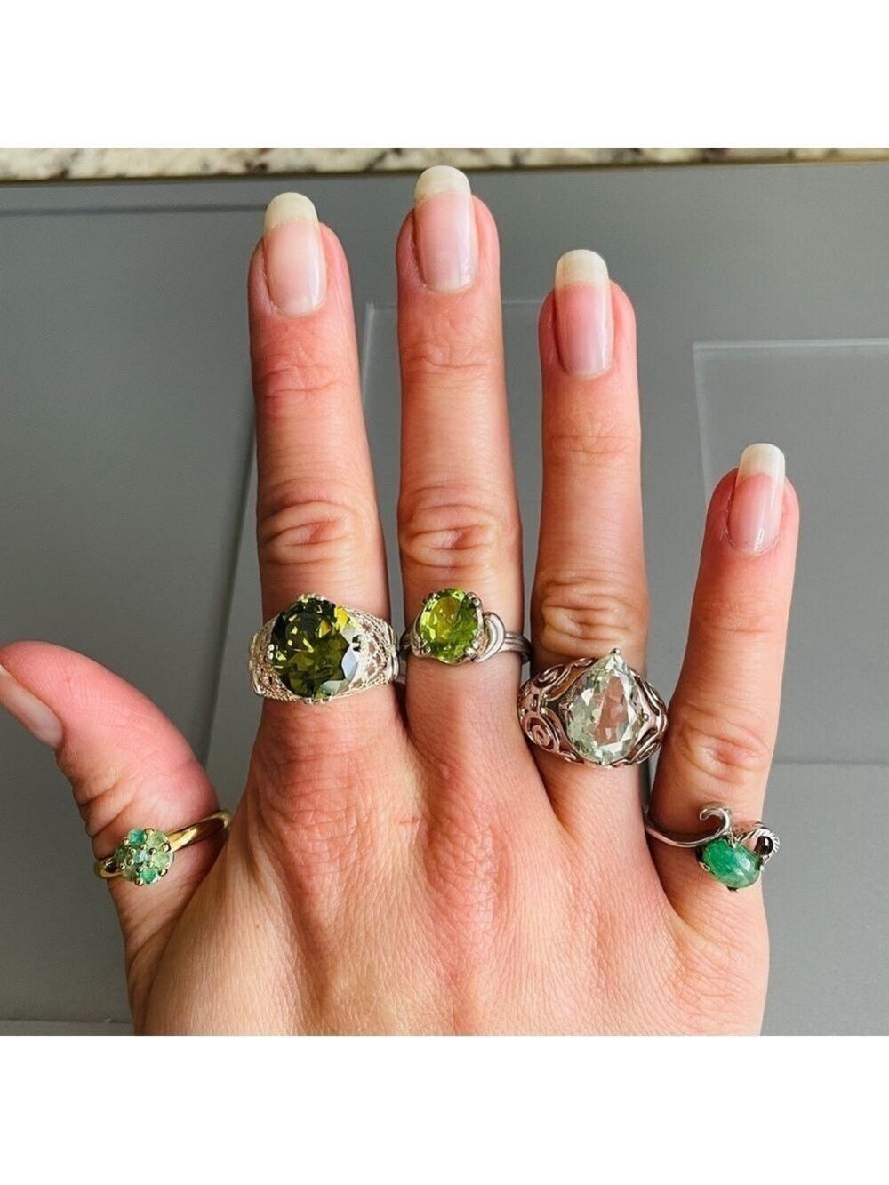 🎄 Sterling Silver Rings With Green Gemstones ❇️ ASK FOR PRICES